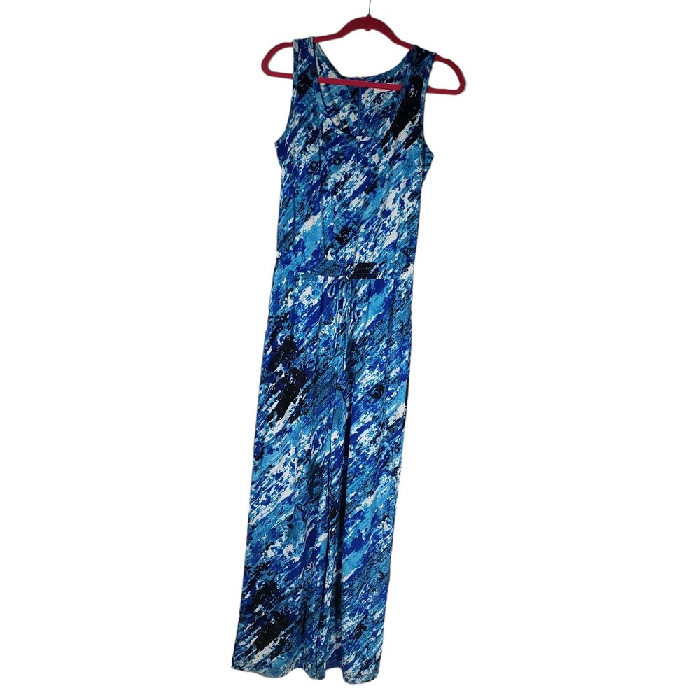 Calvin Klein Women's size 8 Blue Sleeveless One-Piece Stretchy Jumpsuit